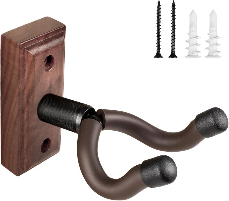 DIDA Guitar Wall Mount, Guitar Hanger, Silicone Pad, U-Shaped Guitar Wall Hanger Mount, Rotatable Guitar Holder Hook Stand Wall for Acoustic, Electric Guitar, Bass (American Black Walnut 1 Pack) - Image 1